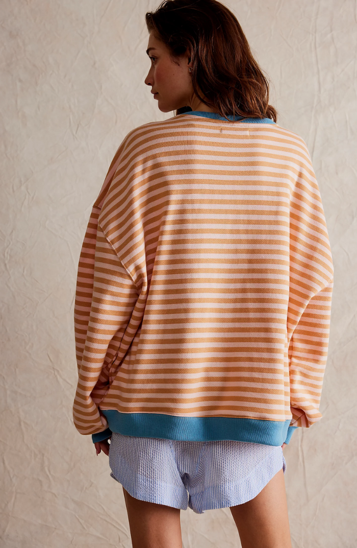 Zavina | Women's Oversized Striped Sweatshirt with Contrast Trim