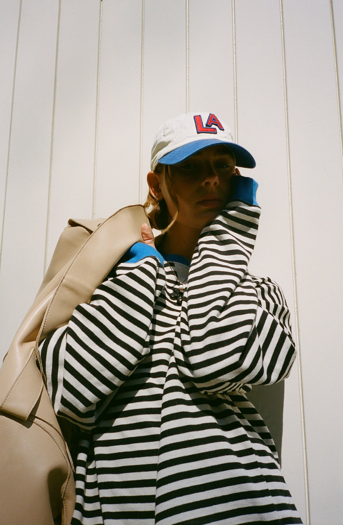Zavina | Women's Oversized Striped Sweatshirt with Contrast Trim
