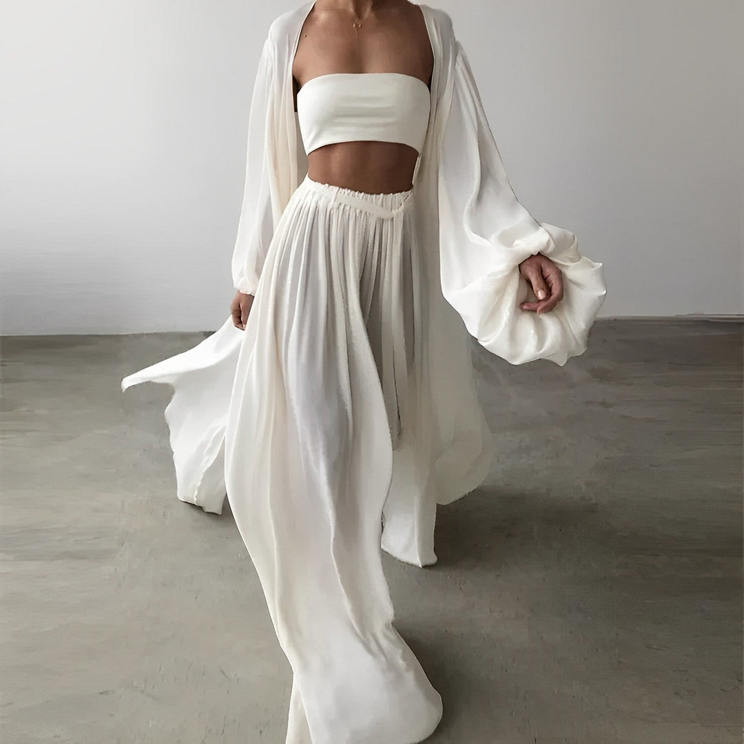 Amara | Women's Three-Piece Kimono and Wide-Leg Pants Set