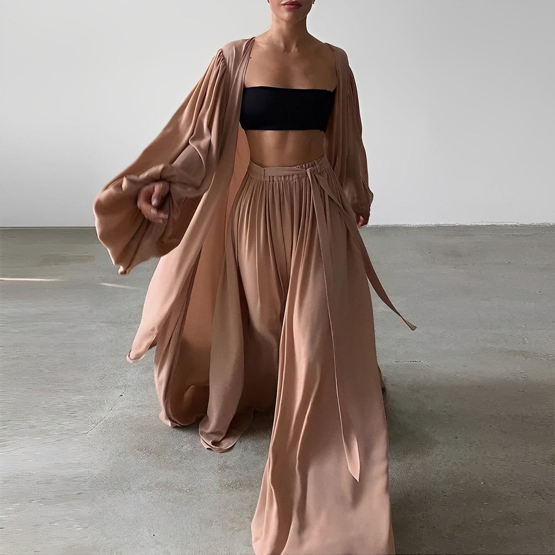 Amara | Women's Three-Piece Kimono and Wide-Leg Pants Set