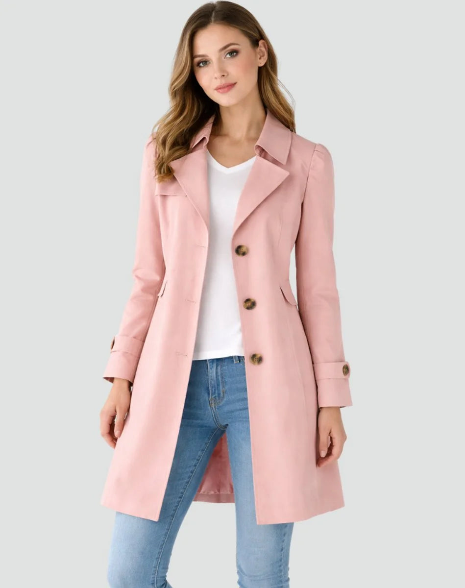 Felicity | Women's Tailored Mid-Length Trench Coat with Notched Lapels