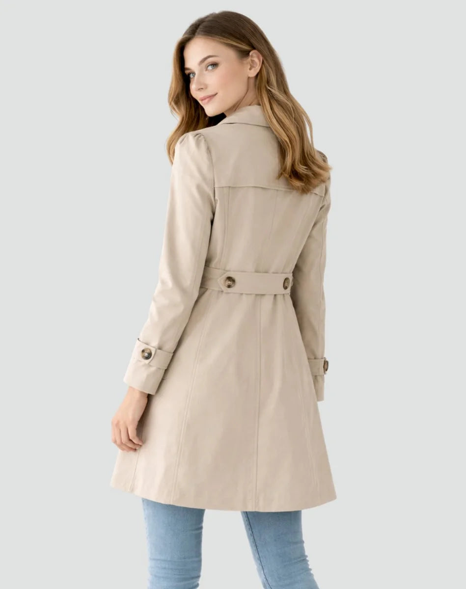 Felicity | Women's Tailored Mid-Length Trench Coat with Notched Lapels