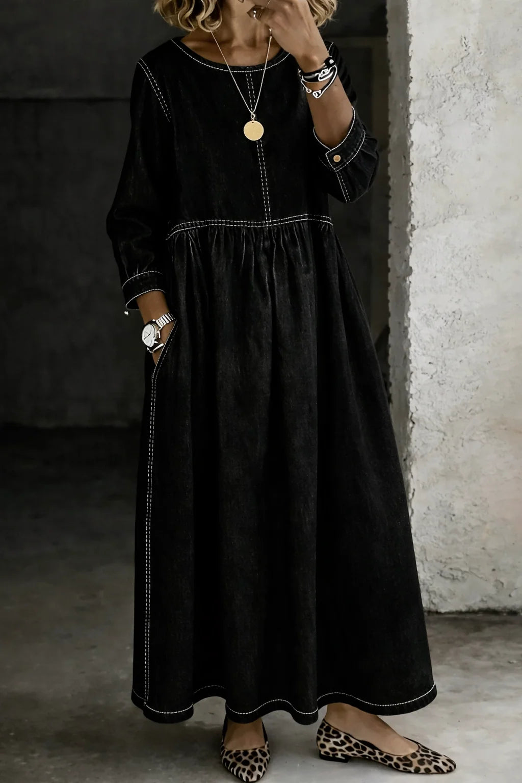 Miriam | Women's Relaxed Gathered Maxi Dress with Pockets