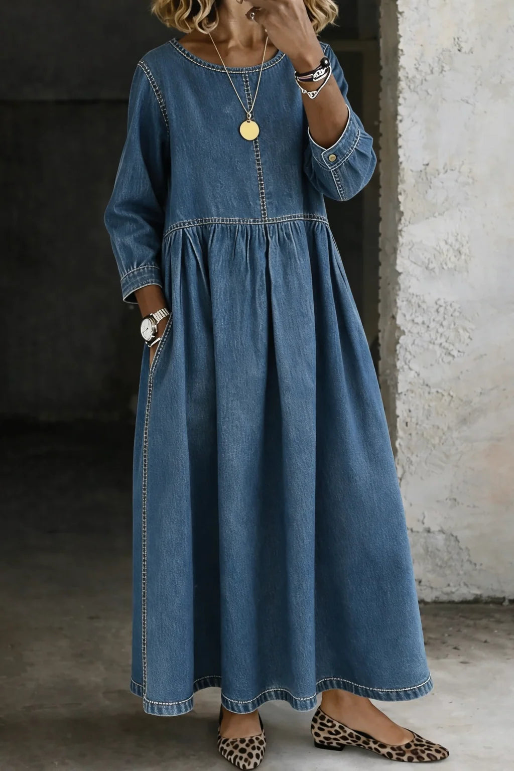 Miriam | Women's Relaxed Gathered Maxi Dress with Pockets