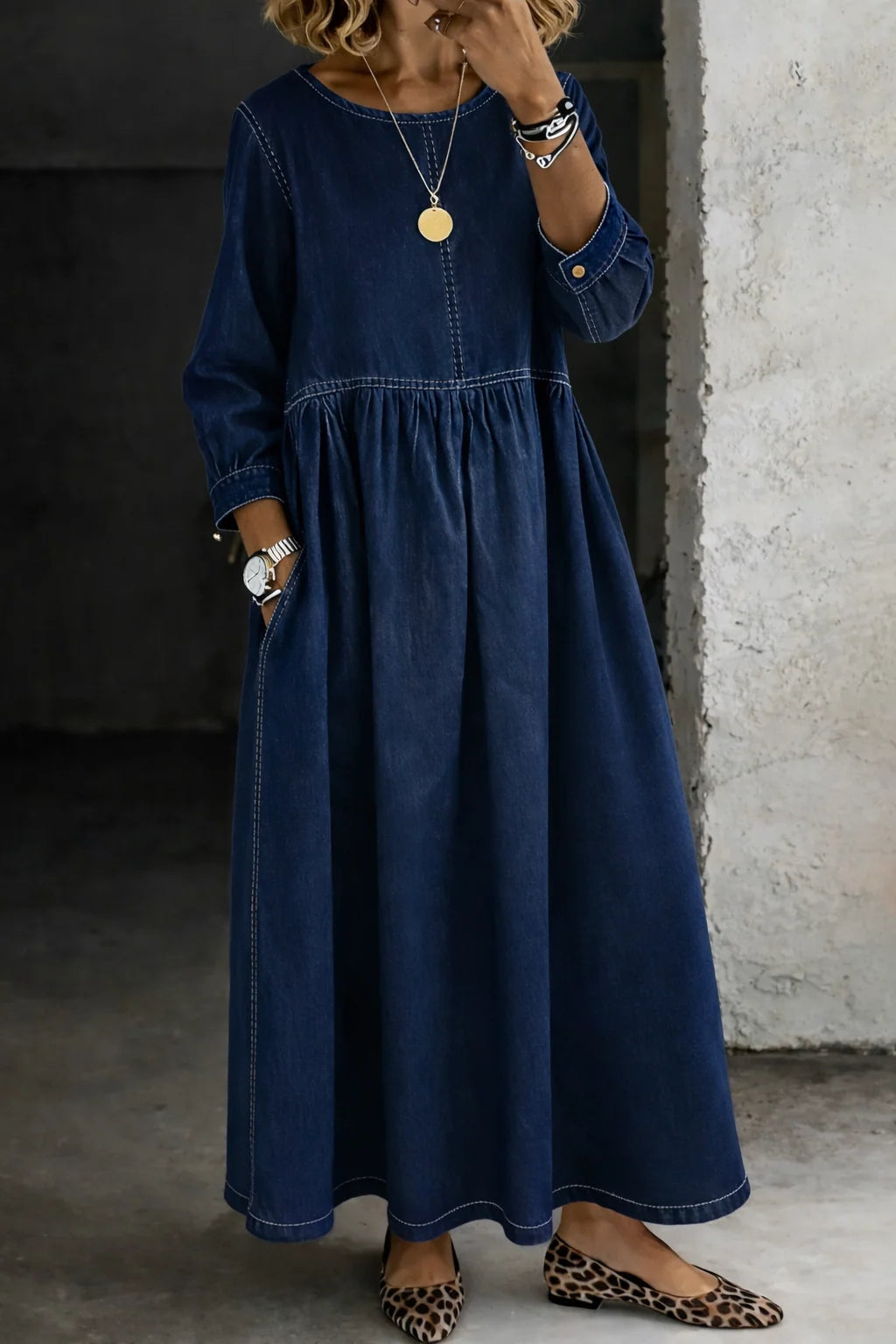 Miriam | Women's Relaxed Gathered Maxi Dress with Pockets