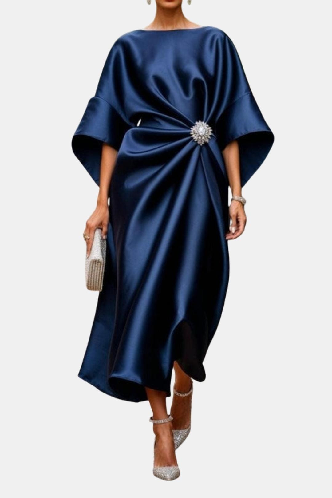 Calanthe | Women's Elegant Brooch-Detail Maxi Dress