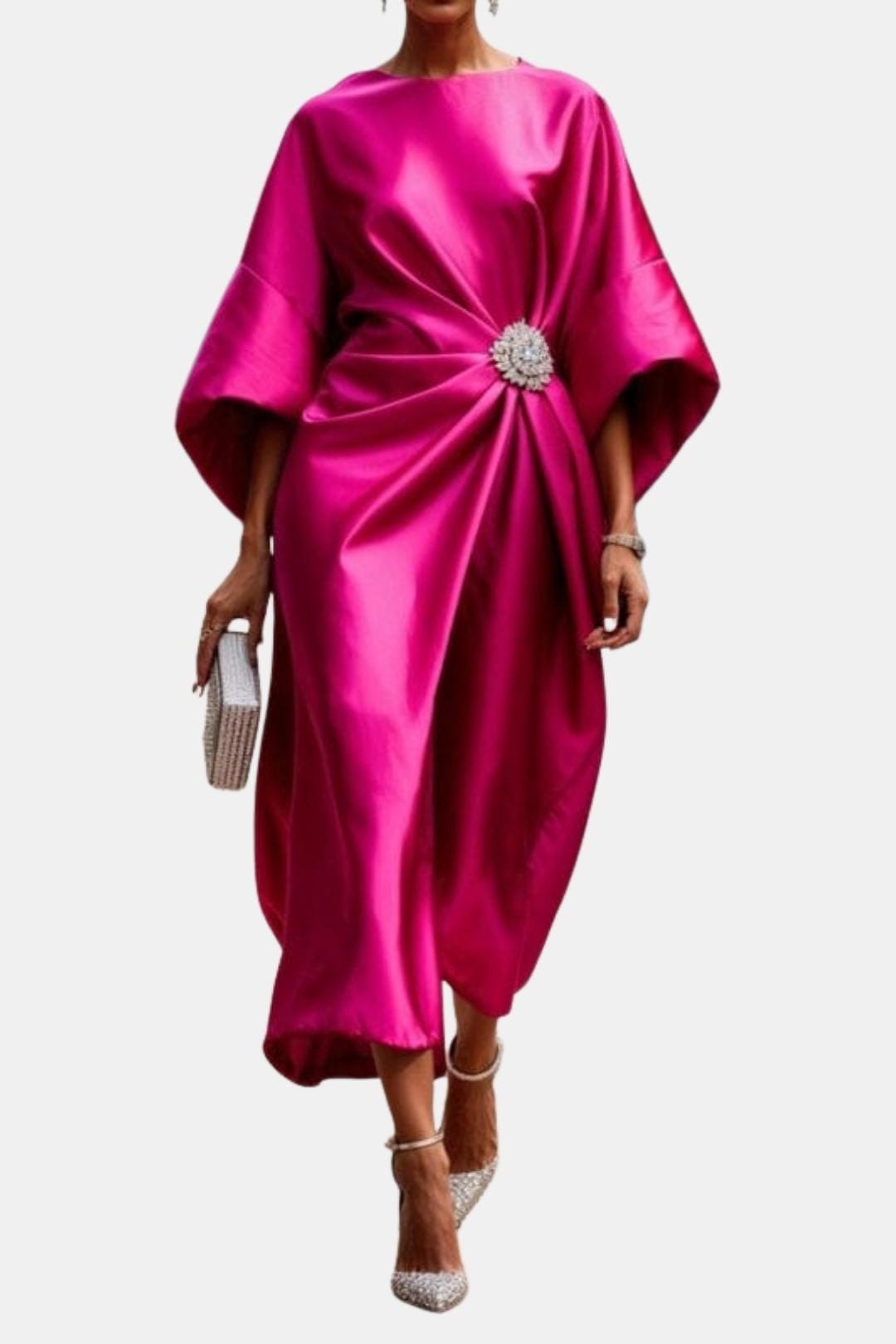 Calanthe | Women's Elegant Brooch-Detail Maxi Dress