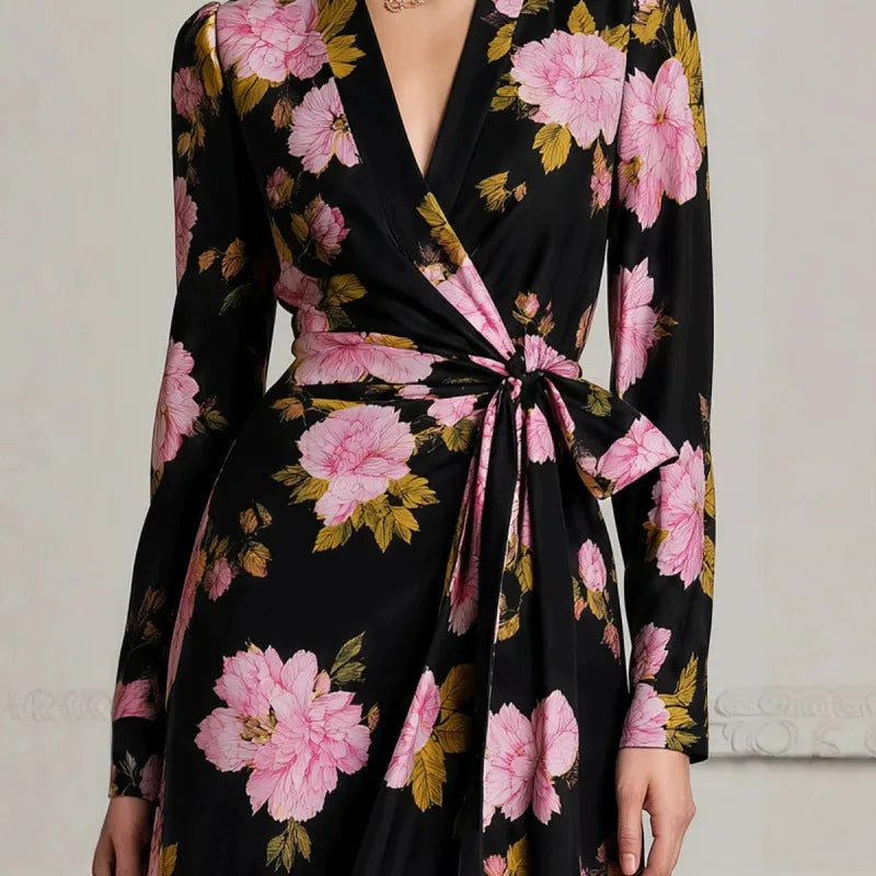 Audrey | Women's Floral V-Neck Wrap Maxi Dress