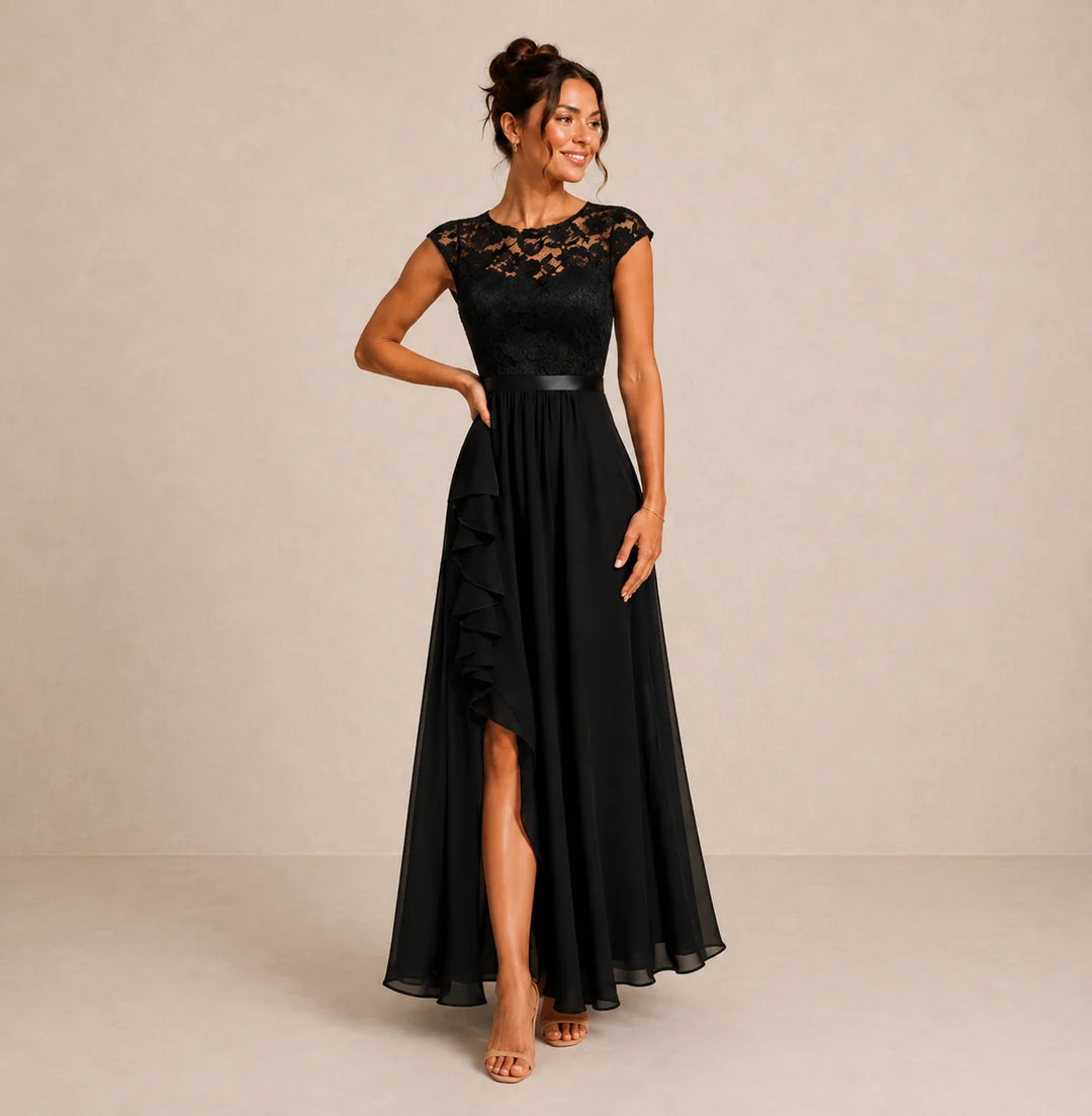 Claudia | Women's Floral-Pattern High-Slit Ruffle Maxi Dress