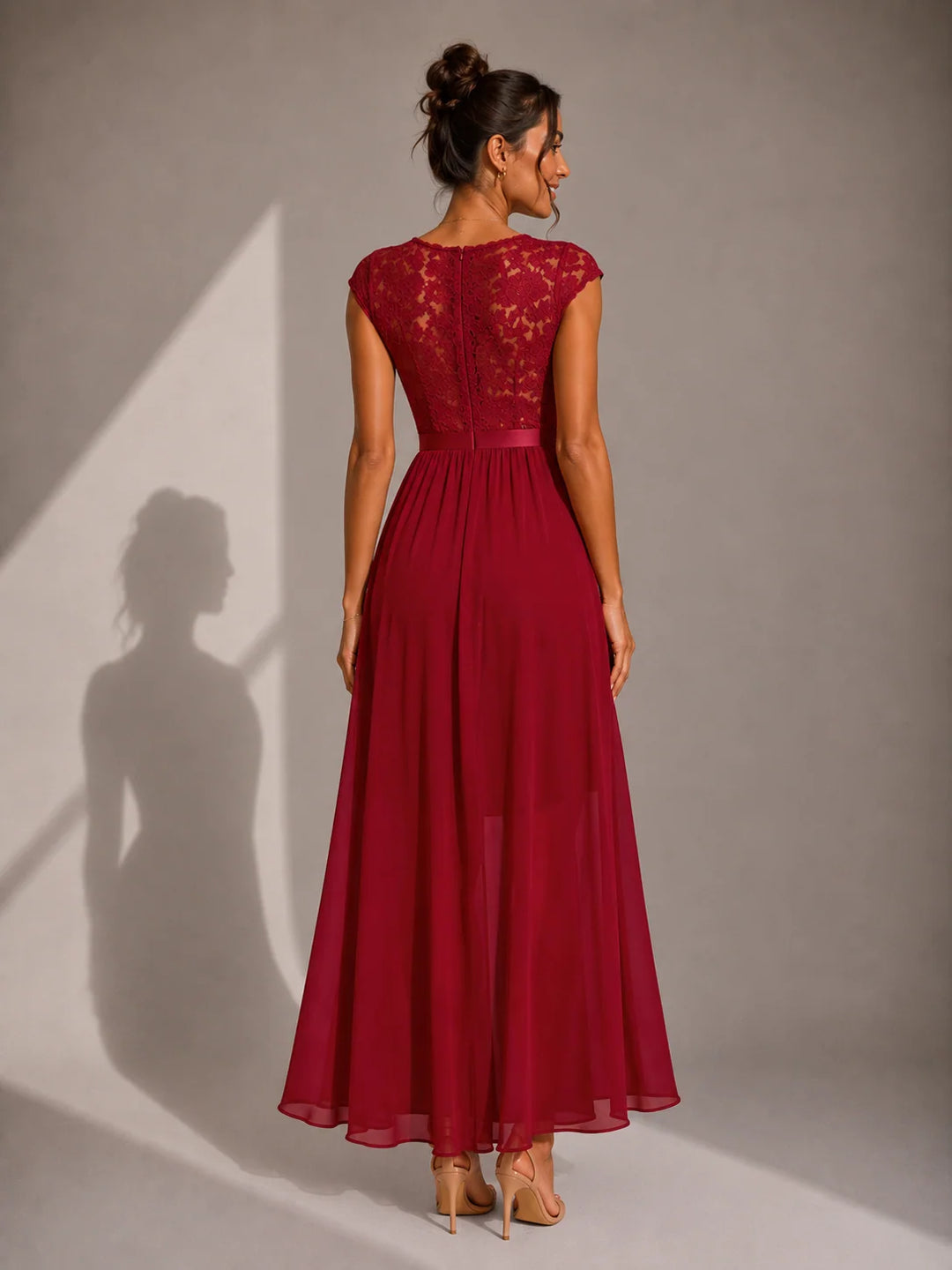 Claudia | Women's Floral-Pattern High-Slit Ruffle Maxi Dress
