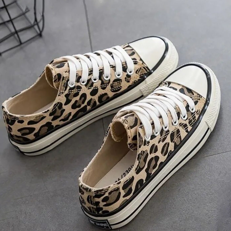 Aveline | Women's Leopard-Print Canvas Trainers