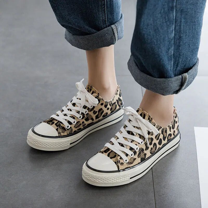 Aveline | Women's Leopard-Print Canvas Trainers