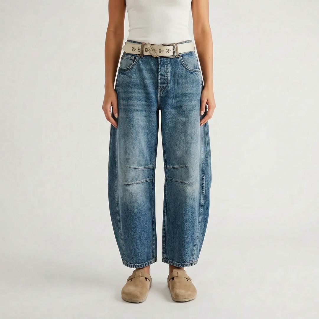 Harper | Women's Cropped Barrel-Leg Jeans