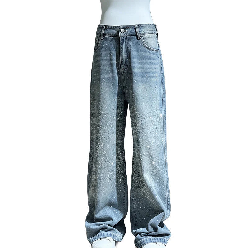 Danica | Women's High-Waisted Wide-Leg Rhinestone Jeans