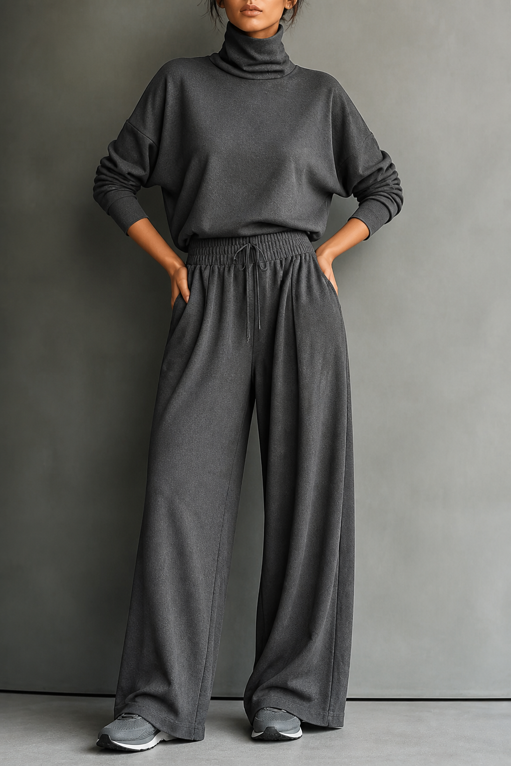 Mireille | Women's Turtleneck Wide-Leg Lounge Set