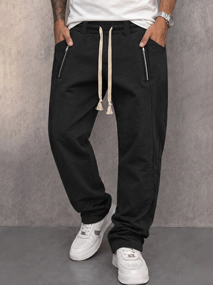 Nate | Men's Relaxed Drawstring Sweatpants with Zipper Pockets