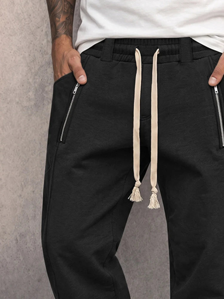 Nate | Men's Relaxed Drawstring Sweatpants with Zipper Pockets