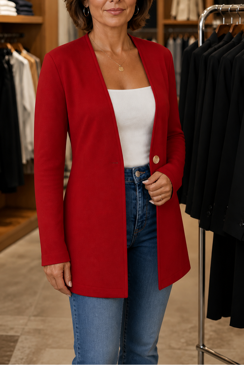 Marisol | Women's Elegant Collarless Longline Blazer