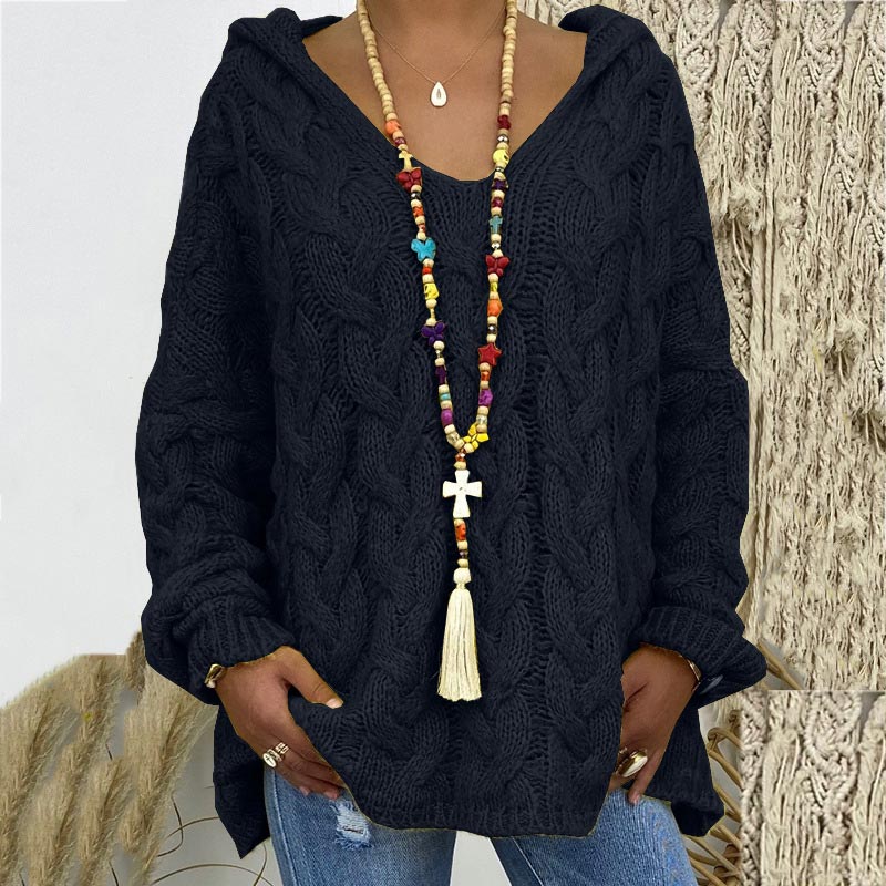 Seraphina | Women's Hooded Cable-Knit Sweater