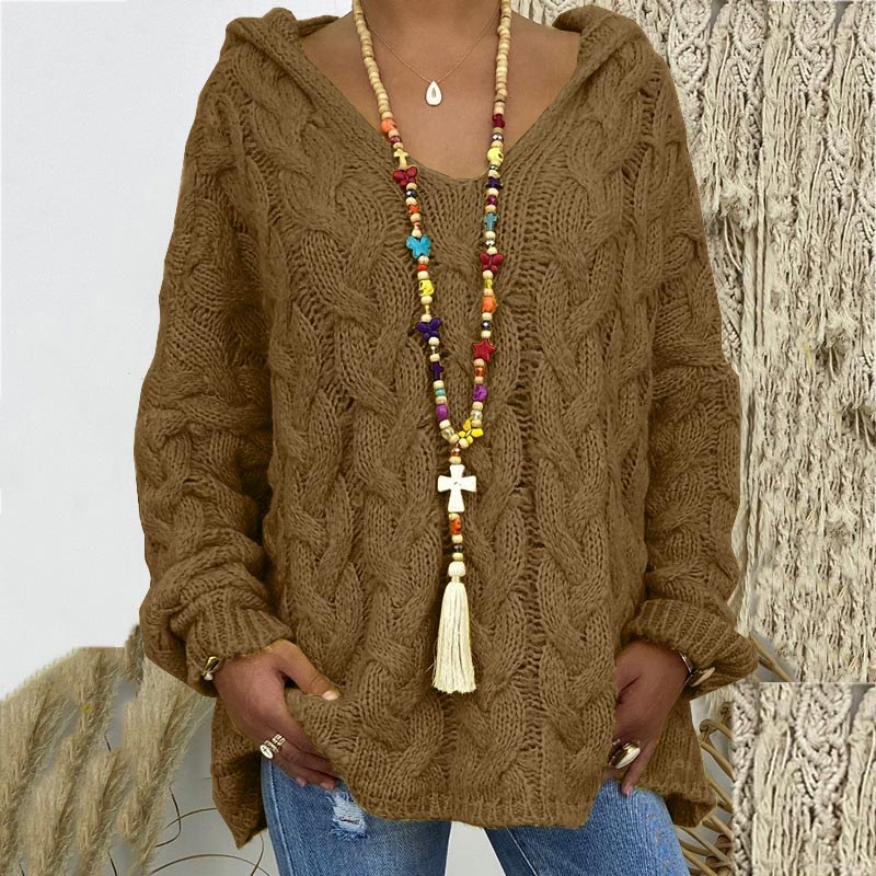 Seraphina | Women's Hooded Cable-Knit Sweater
