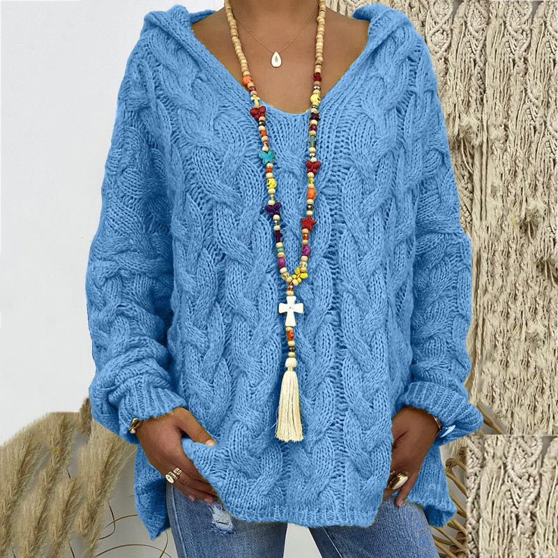 Seraphina | Women's Hooded Cable-Knit Sweater