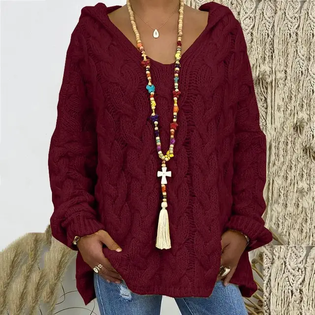 Seraphina | Women's Hooded Cable-Knit Sweater