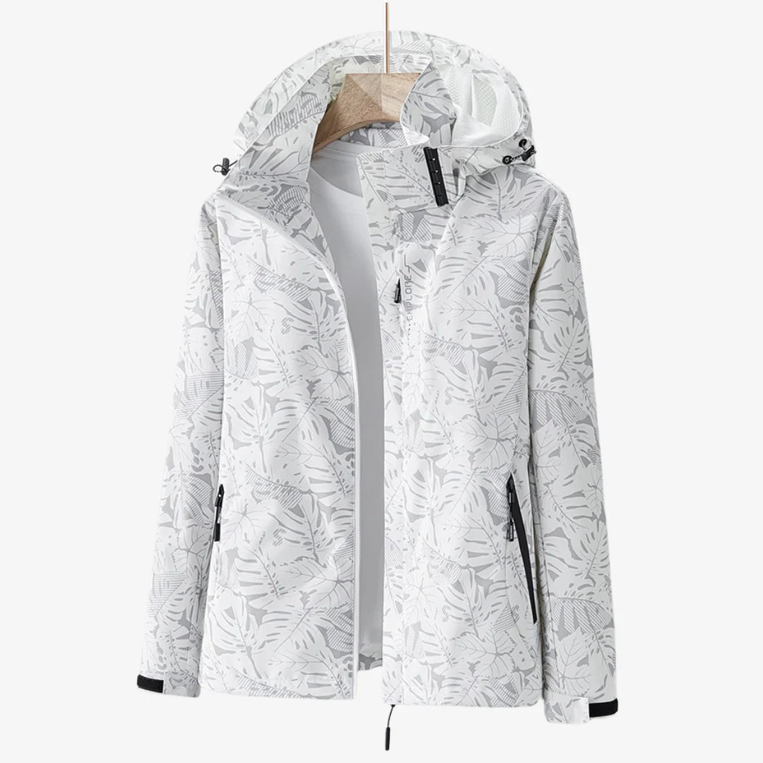Bridget | Women's Leaf-Print Hooded Zip-Up Jacket