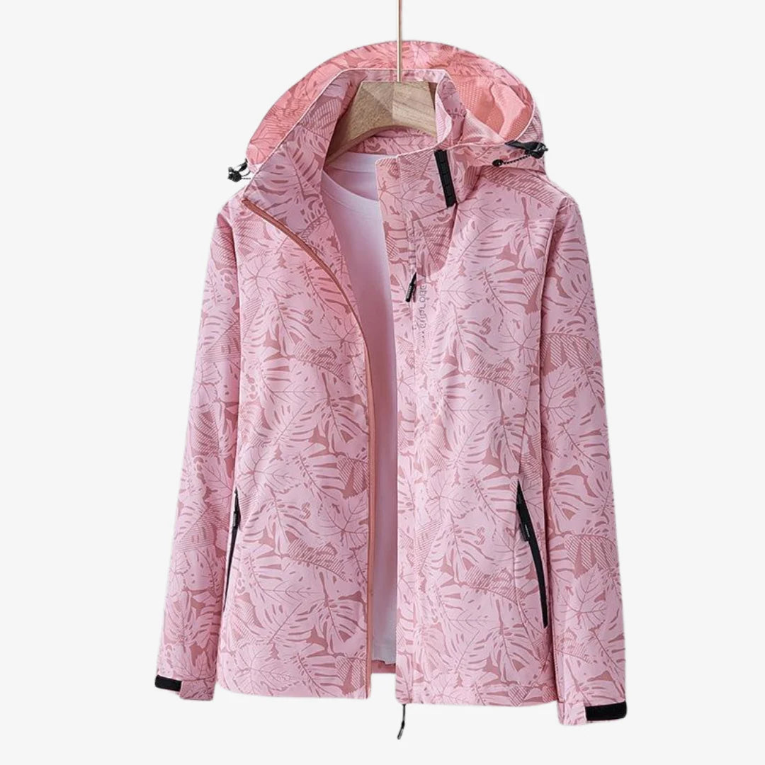 Bridget | Women's Leaf-Print Hooded Zip-Up Jacket