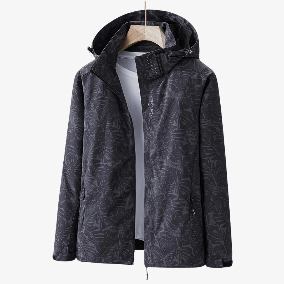 Bridget | Women's Leaf-Print Hooded Zip-Up Jacket