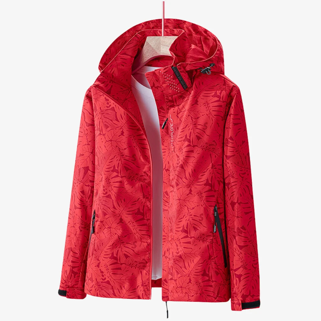 Bridget | Women's Leaf-Print Hooded Zip-Up Jacket